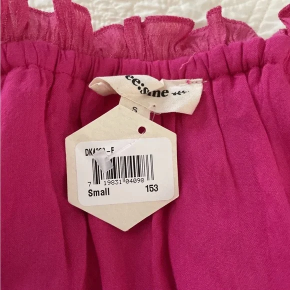 NWT EE:SOME Peasant Tier Dress Pink Sz S Boho Cottagecore Lightweight - Picture 4 of 11